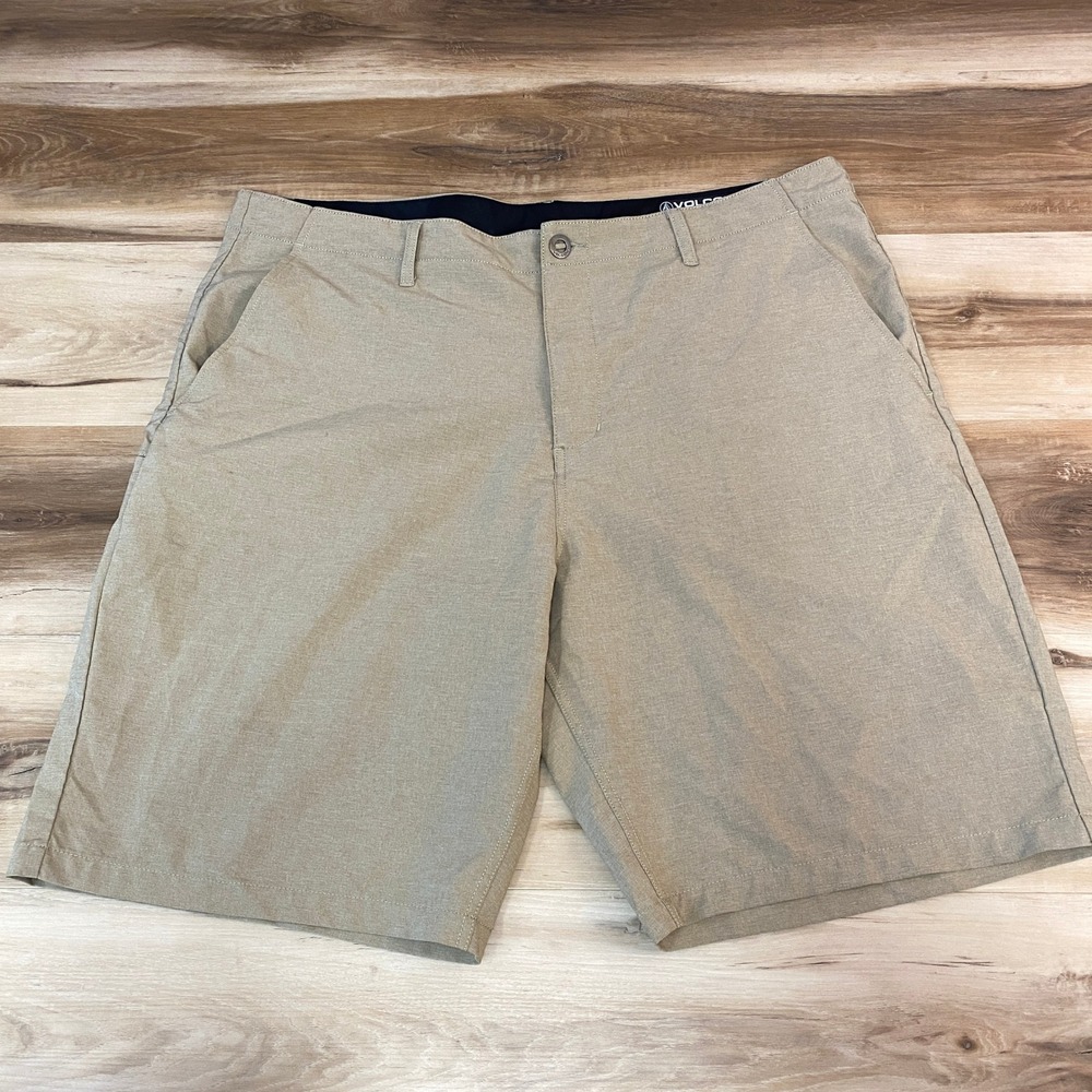 Volcom Surf & Turf Hybrid Shorts Mens 40 Khaki Heather 4 Way Stretch Boardshorts